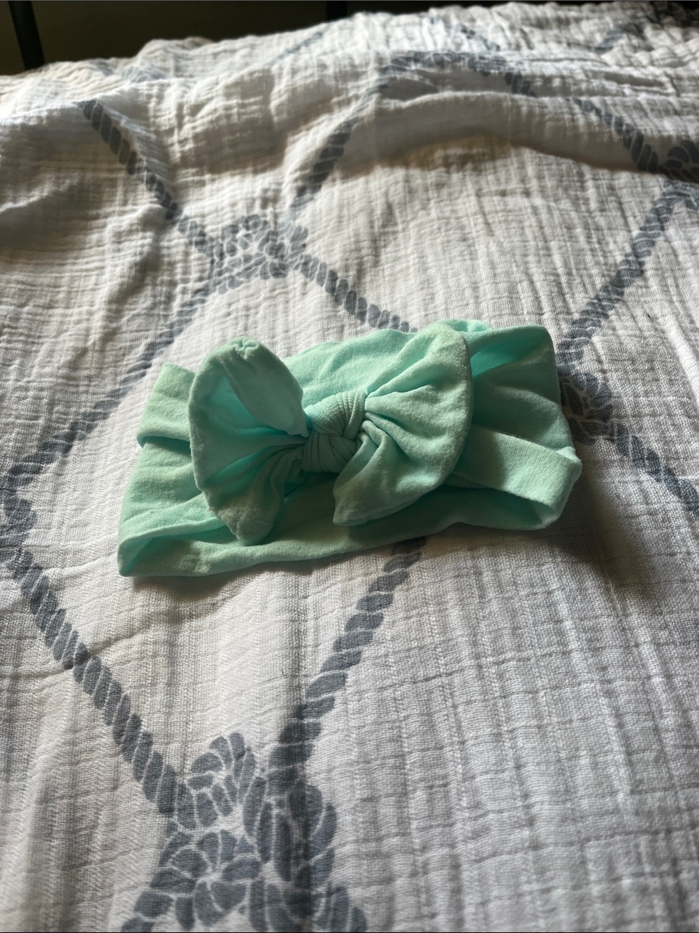 Girls Mint Bow Stretch Headband - Soft Everyday Hair Accessory
